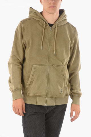 Felpa S-GIRK-HOOD-ZIP-MOHI a Tinta unita con Cappuccio e Chiusura Zip