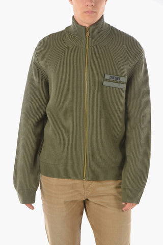 ribbed wool K-BOISE sweater with zip closure