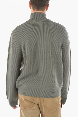 ribbed wool K-BOISE sweater with zip closure