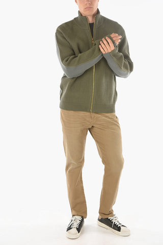 ribbed wool K-BOISE sweater with zip closure