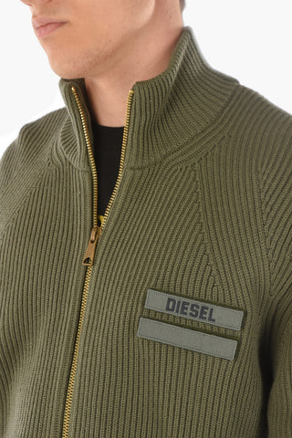 ribbed wool K-BOISE sweater with zip closure