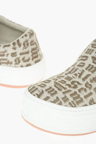 Fabric Leather SNOW Slip with Monogram Embroidery