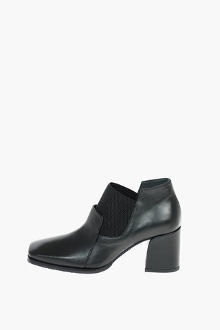 Squared Toe MERINI Elastic Insert Leather Ankle Booties