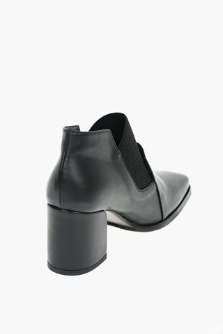 Squared Toe MERINI Elastic Insert Leather Ankle Booties