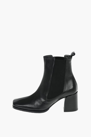 Squared Toe MERINI Covered Heel Leather Chelsea Booties