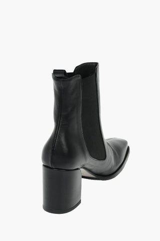 Squared Toe MERINI Covered Heel Leather Chelsea Booties