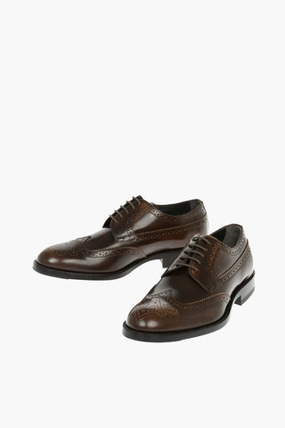 Leather Oxford Shoes with Brogue Details