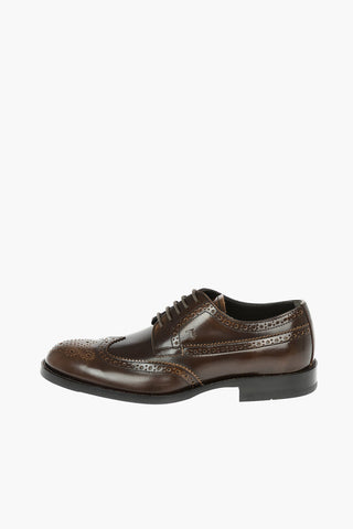 Leather Oxford Shoes with Brogue Details