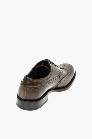 Leather Oxford Shoes with Brogue Details