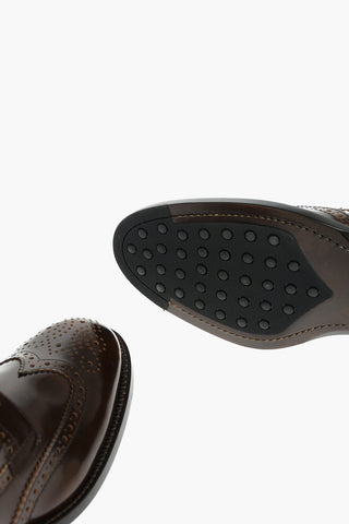 Leather Oxford Shoes with Brogue Details