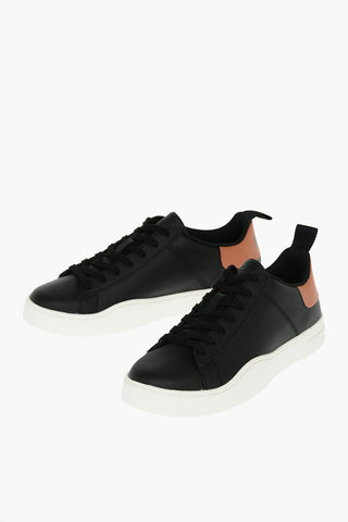 Sneakers S-CLEVER LOW LACE in Pelle con Dettaglio a Contrasto