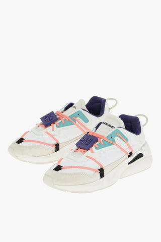 Embossed Logo Mesh S-SERENDIPITY LC EVO Low-Top Sneakers with Fluo Laces