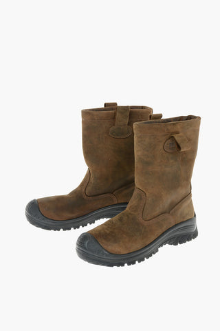 Vintage Effect Leather H-WOODKUT CH Boots with Contrasting Sole
