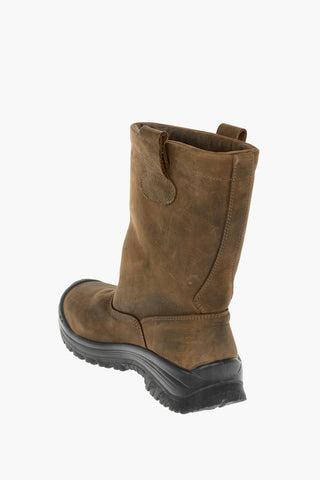 Vintage Effect Leather H-WOODKUT CH Boots with Contrasting Sole