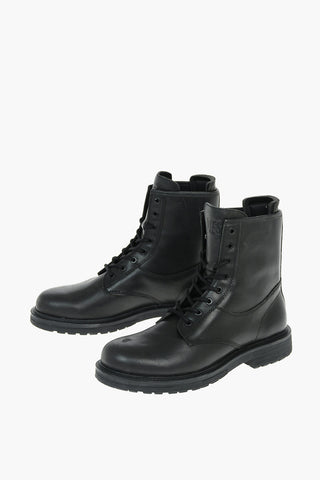 Solid Color Leather D-ALABHAMA CB Combat Booties