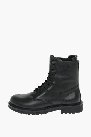 Solid Color Leather D-ALABHAMA CB Combat Booties