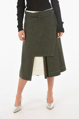 Double-layered Twi Tone Wool Midi Skirt