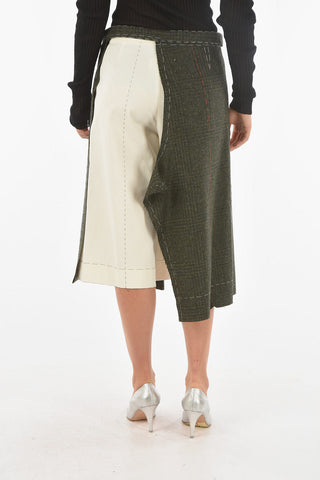 Double-layered Twi Tone Wool Midi Skirt