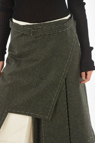 Double-layered Twi Tone Wool Midi Skirt