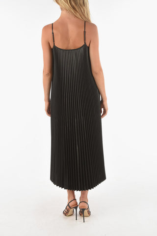 Pleated Eco-leather ALEXIS Dress