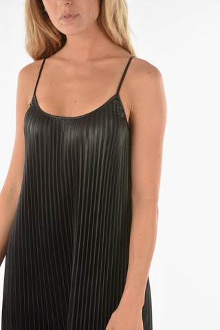 Pleated Eco-leather ALEXIS Dress