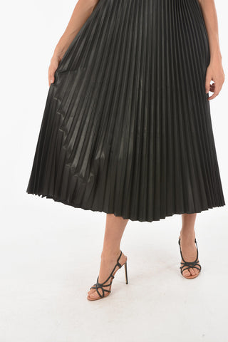Pleated Eco-leather ALEXIS Dress