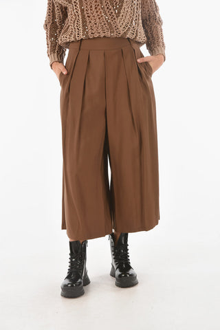 Double-pleated GIOVE Culotte Pants with Side Zip