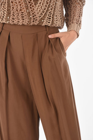 Double-pleated GIOVE Culotte Pants with Side Zip
