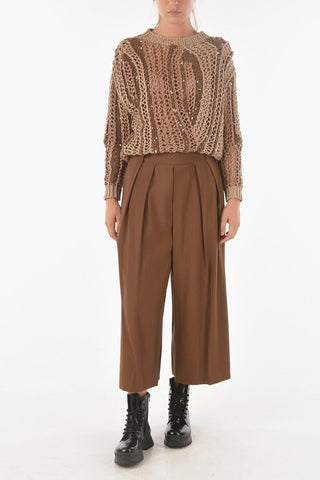 Double-pleated GIOVE Culotte Pants with Side Zip