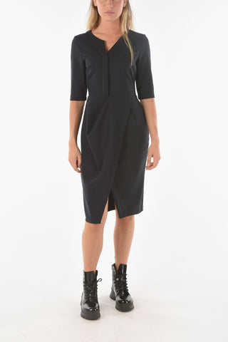 Asymmetrical Neckline MAFFY Midi Dress with Front Split