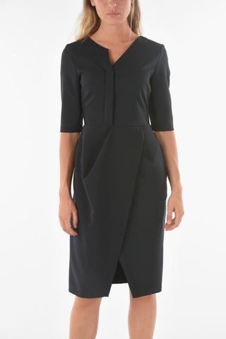 Asymmetrical Neckline MAFFY Midi Dress with Front Split
