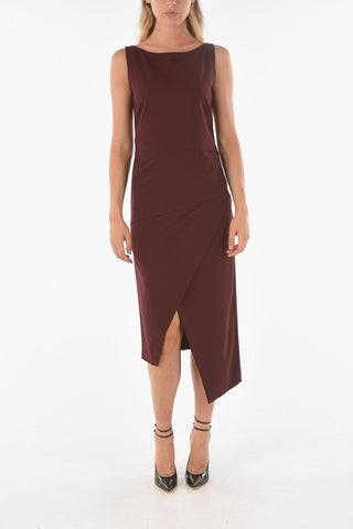 Draped NEKKAR Midi Dress with Boat Neckline