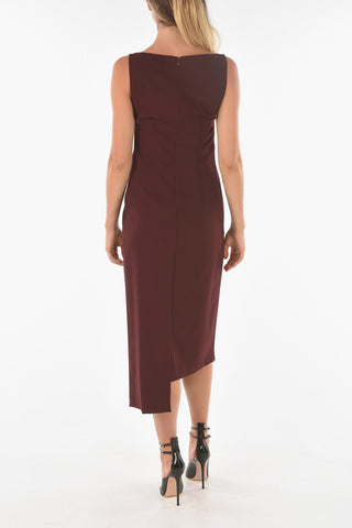 Draped NEKKAR Midi Dress with Boat Neckline
