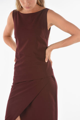 Draped NEKKAR Midi Dress with Boat Neckline