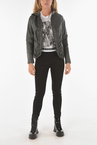 Leather FOREIGN Hooded Jacket with gatherings