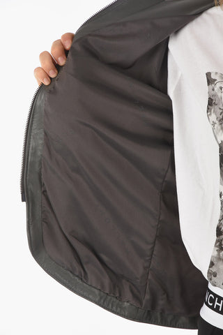 Leather FOREIGN Hooded Jacket with gatherings