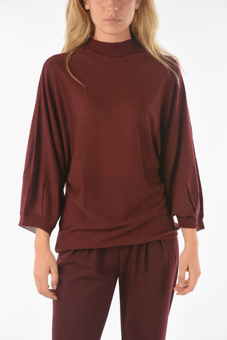 Maglia girocollo CURLIN in Misto Lana Vergine con Maniche a Pipistrello