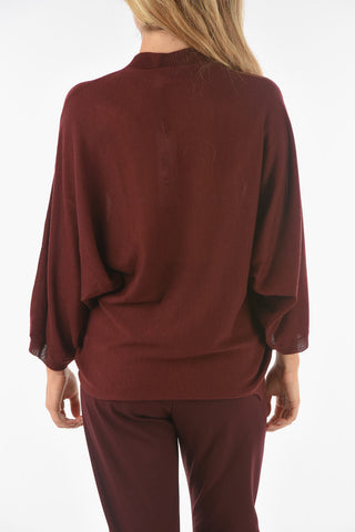 Maglia girocollo CURLIN in Misto Lana Vergine con Maniche a Pipistrello