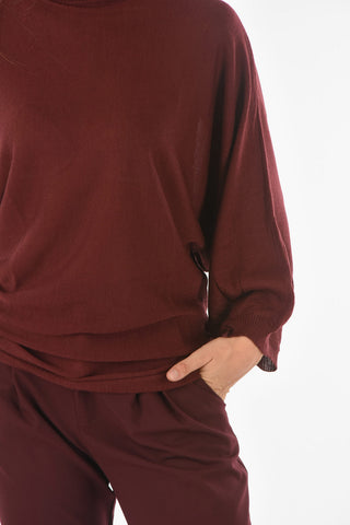 Maglia girocollo CURLIN in Misto Lana Vergine con Maniche a Pipistrello