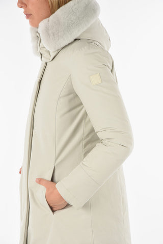 real fur trimming BOW BRIDGE down jacket with removable hood