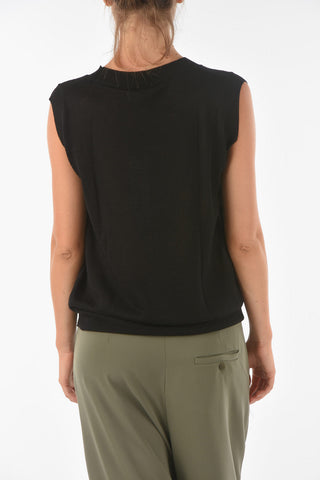 Knitted CURLIN Tank Top with Ribbed Hems