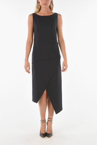 Draped MAFFY Midi Dress with Boat Neckline
