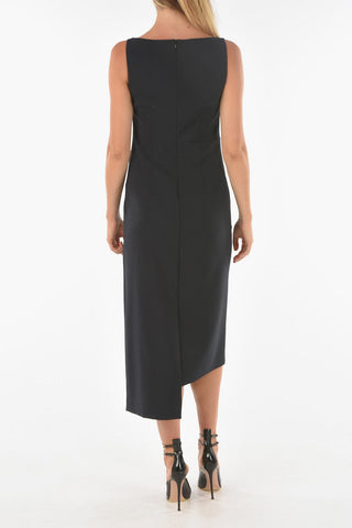 Draped MAFFY Midi Dress with Boat Neckline