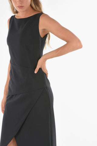 Draped MAFFY Midi Dress with Boat Neckline