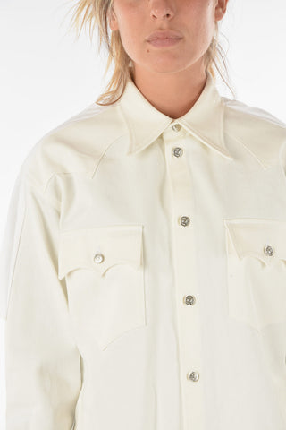 MM6 Camicia Outer in Denim con Volant
