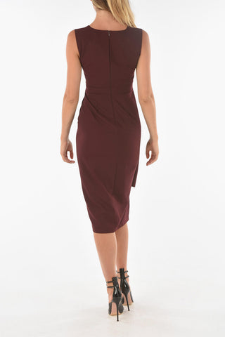 V-neck NEKKAR Sleeveless Midi Dress with Asymmetrical Cut