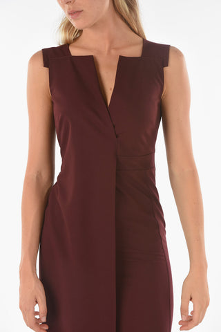 V-neck NEKKAR Sleeveless Midi Dress with Asymmetrical Cut