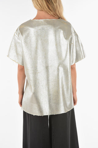 MM6 Coated Metallic T-shirt with Side Slit