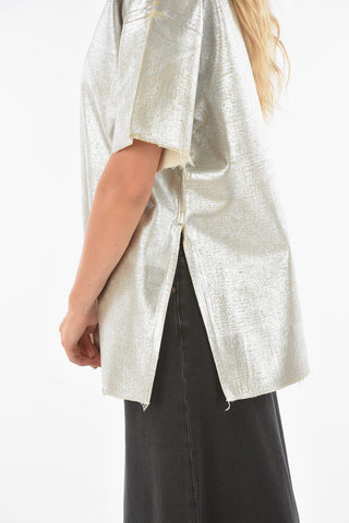 MM6 Coated Metallic T-shirt with Side Slit