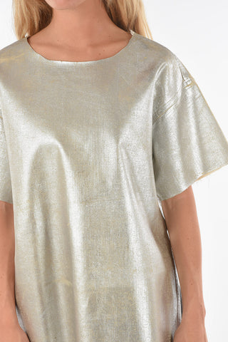 MM6 Coated Metallic T-shirt with Side Slit
